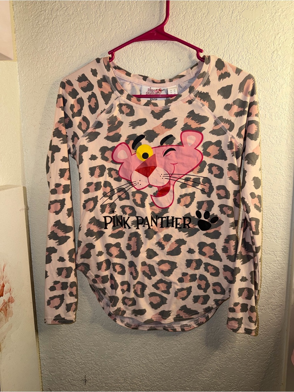 Pink Panther Pink Leopard-Print Long Sleeve Tee